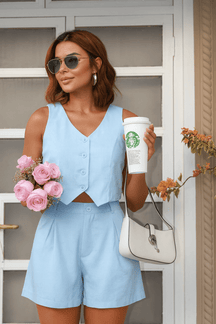Conjunto Marena no Linho Short e Colete