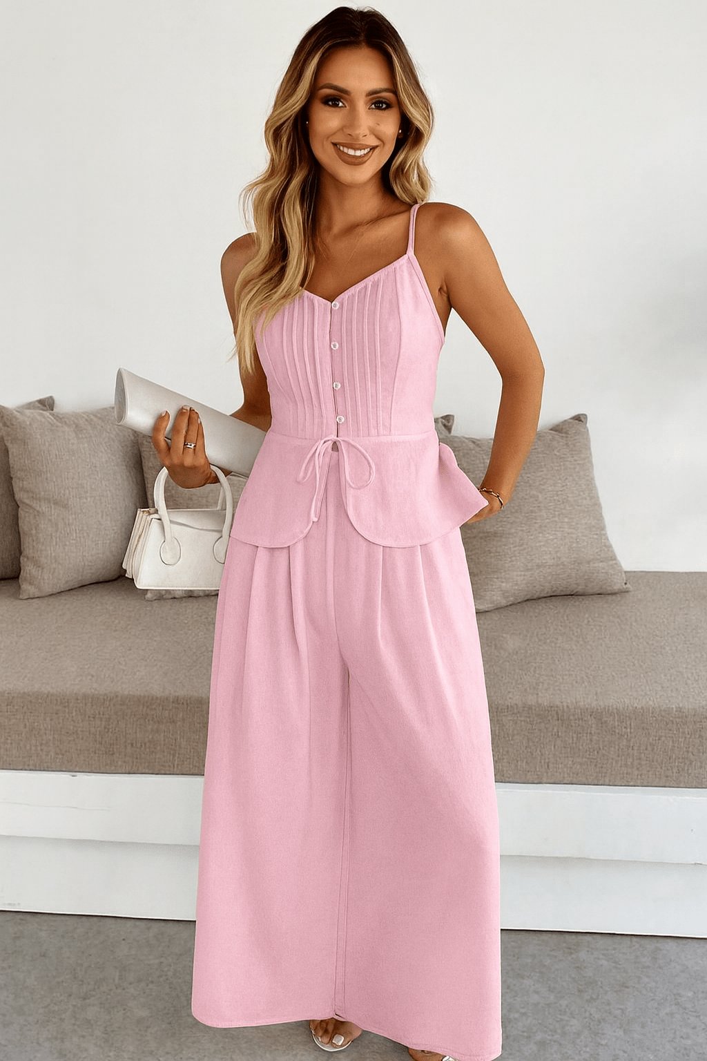 Conjunto Renata Calça pantalona e Blusa Rose