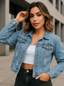 Jaqueta Feminina Jeans Lavagem Clara Lorys