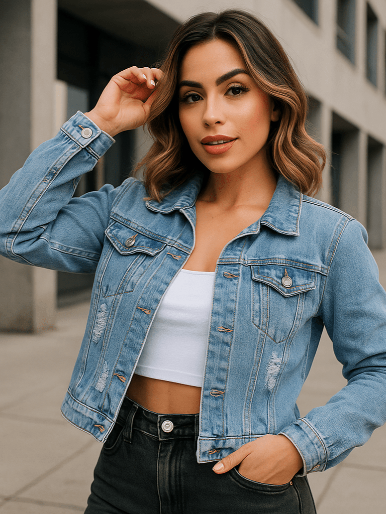 Jaqueta Feminina Jeans Lavagem Clara Lorys