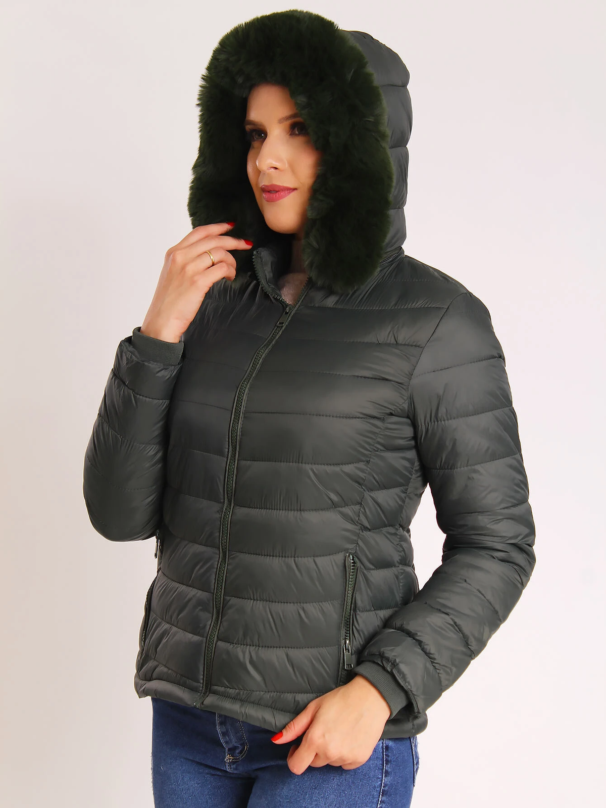 Jaqueta Feminina Puffer Com Forro Pelúcida