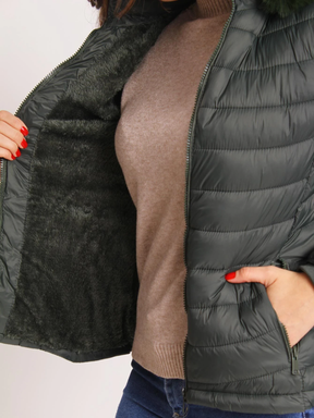 Jaqueta Feminina Puffer Com Forro Pelúcida