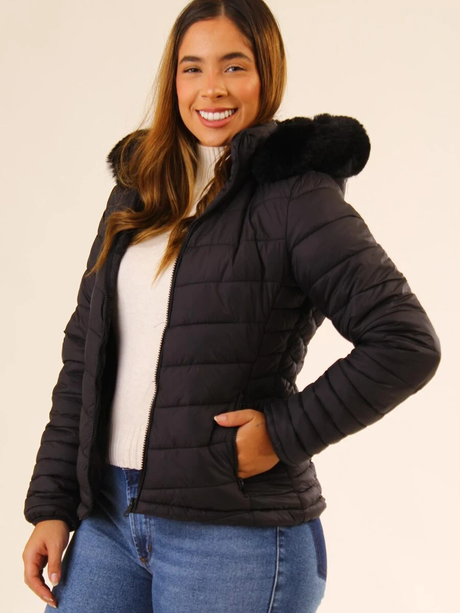 Jaqueta Feminina Puffer Com Forro Pelúcida