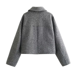 Jaqueta Feminina Zip Colheita Cinza Colinas Douradas