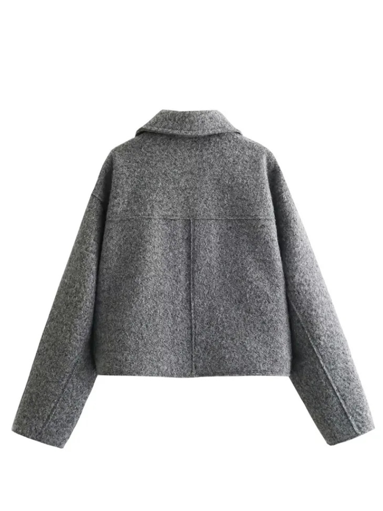 Jaqueta Feminina Zip Colheita Cinza Colinas Douradas