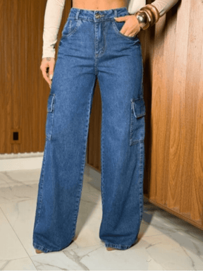 Jeans Calça Feminina Cargo Moda Street Tecido Premium Tulum
