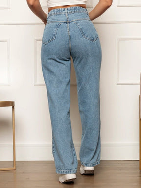 Jeans Calça Feminina Cintura Alta Tecido Grosso Quebec