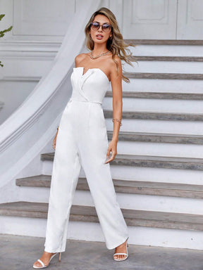 Macacão Feminino Branco Decote em V
