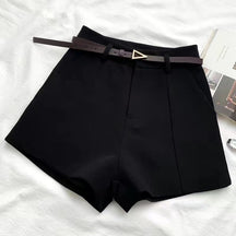 Short Feminino Alfaiataria Preto Com Cinto Luíza