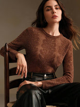 Suéter Feminino Gola Redonda Lã Merino Marrom