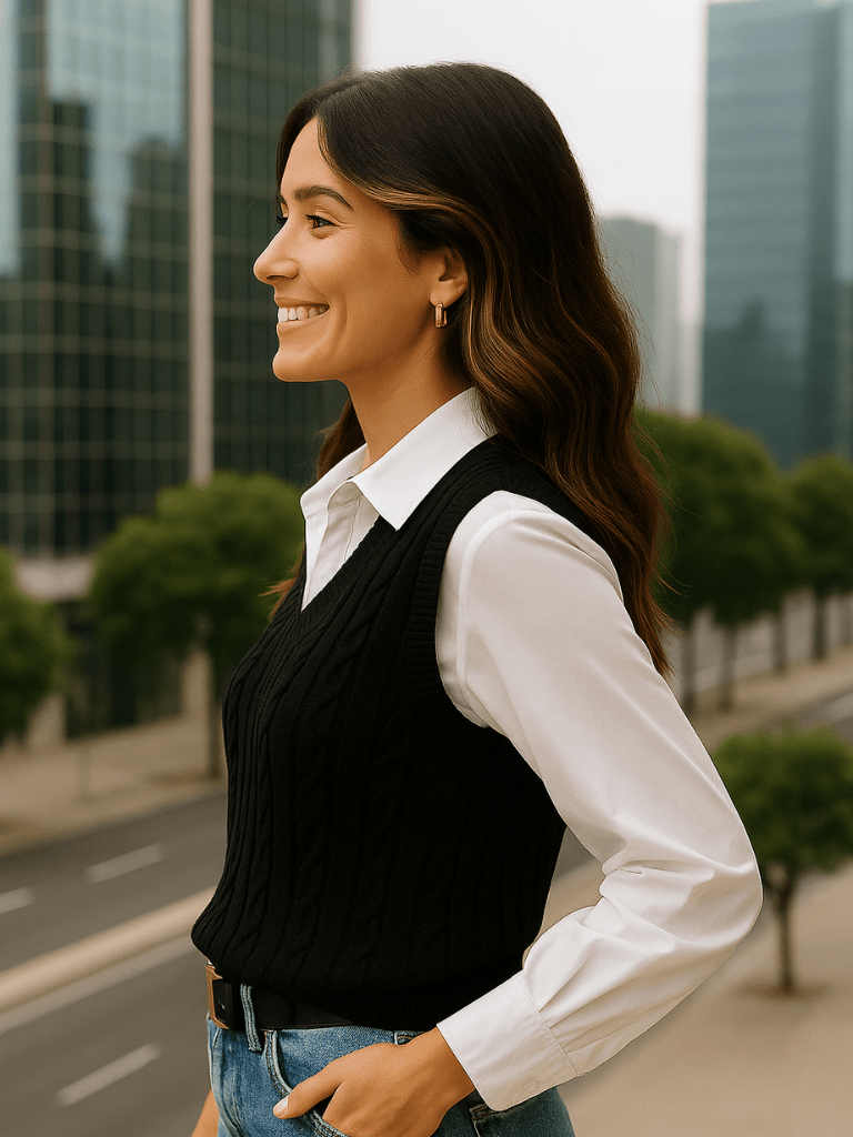 Suéter Feminino Modelo Colete Cola V Preto