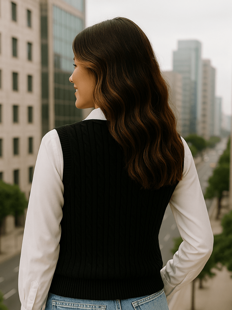 Suéter Feminino Modelo Colete Cola V Preto