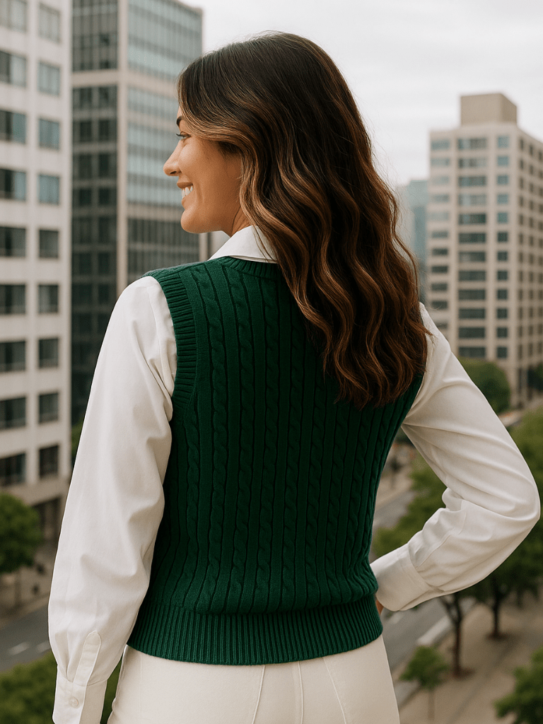 Suéter Feminino Modelo Colete Cola V Verde