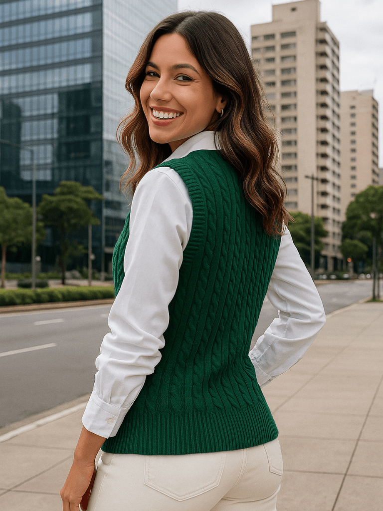 Suéter Feminino Modelo Colete Cola V Verde
