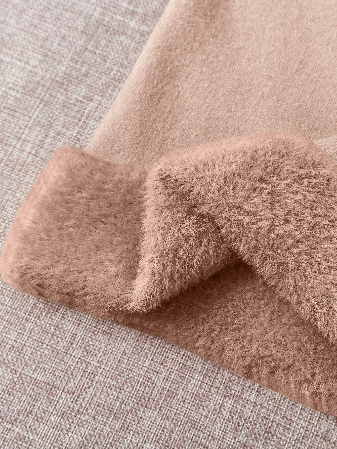 Suéter Feminino Tricot Gola Alta De Veludo Marrom