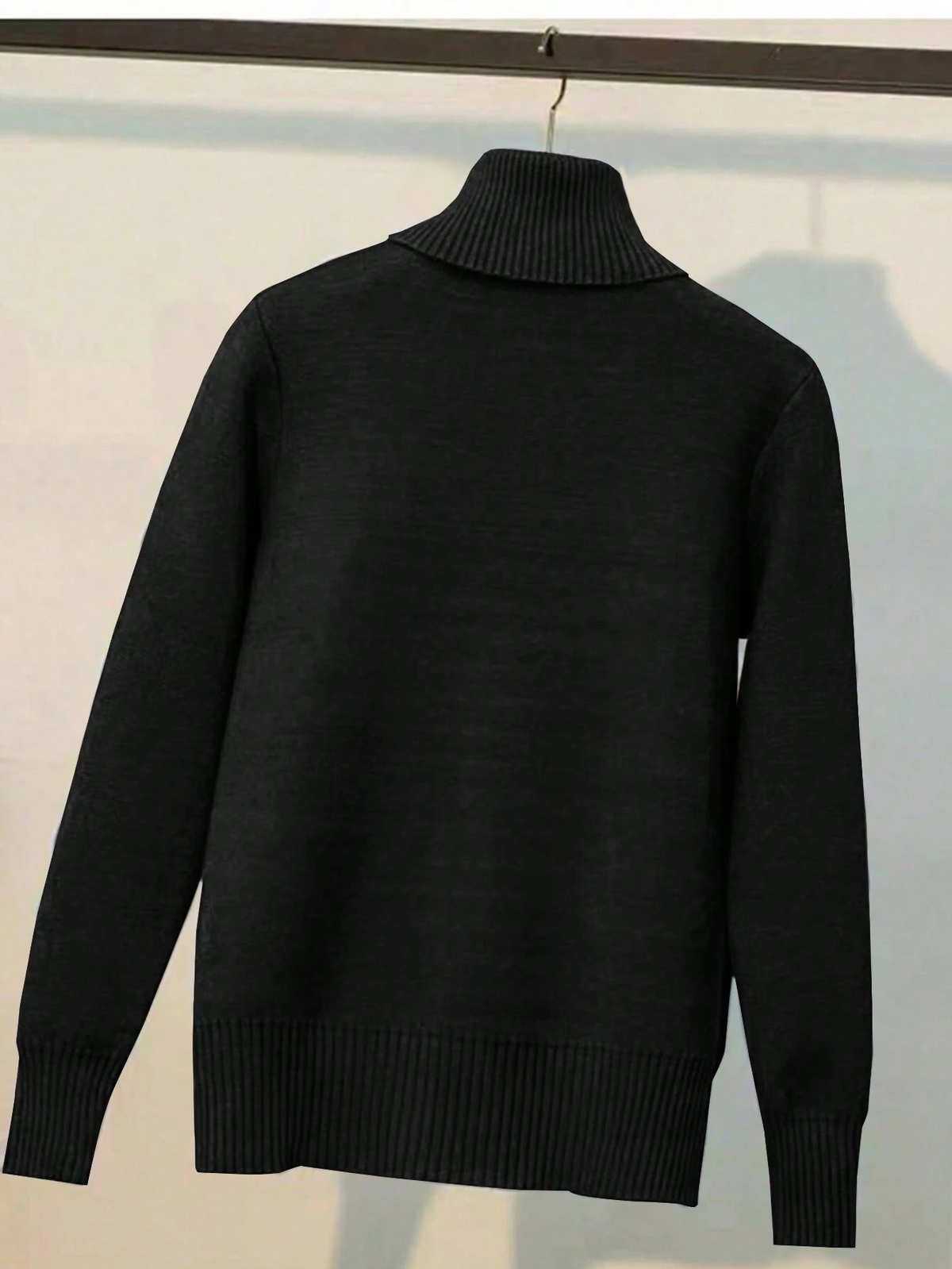 Suéter Feminino Tricot Gola Alta De Veludo Preto