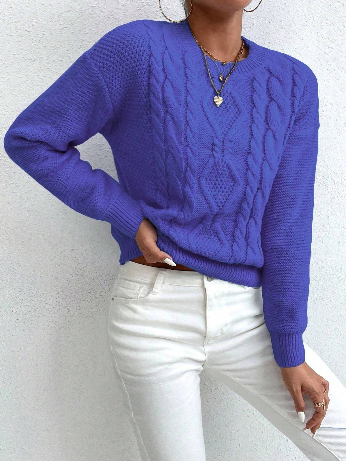 Suéter Feminino Tricot Para Inverno Azul