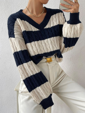 Suéter Feminino Tricot Para Inverno Azul Marinho