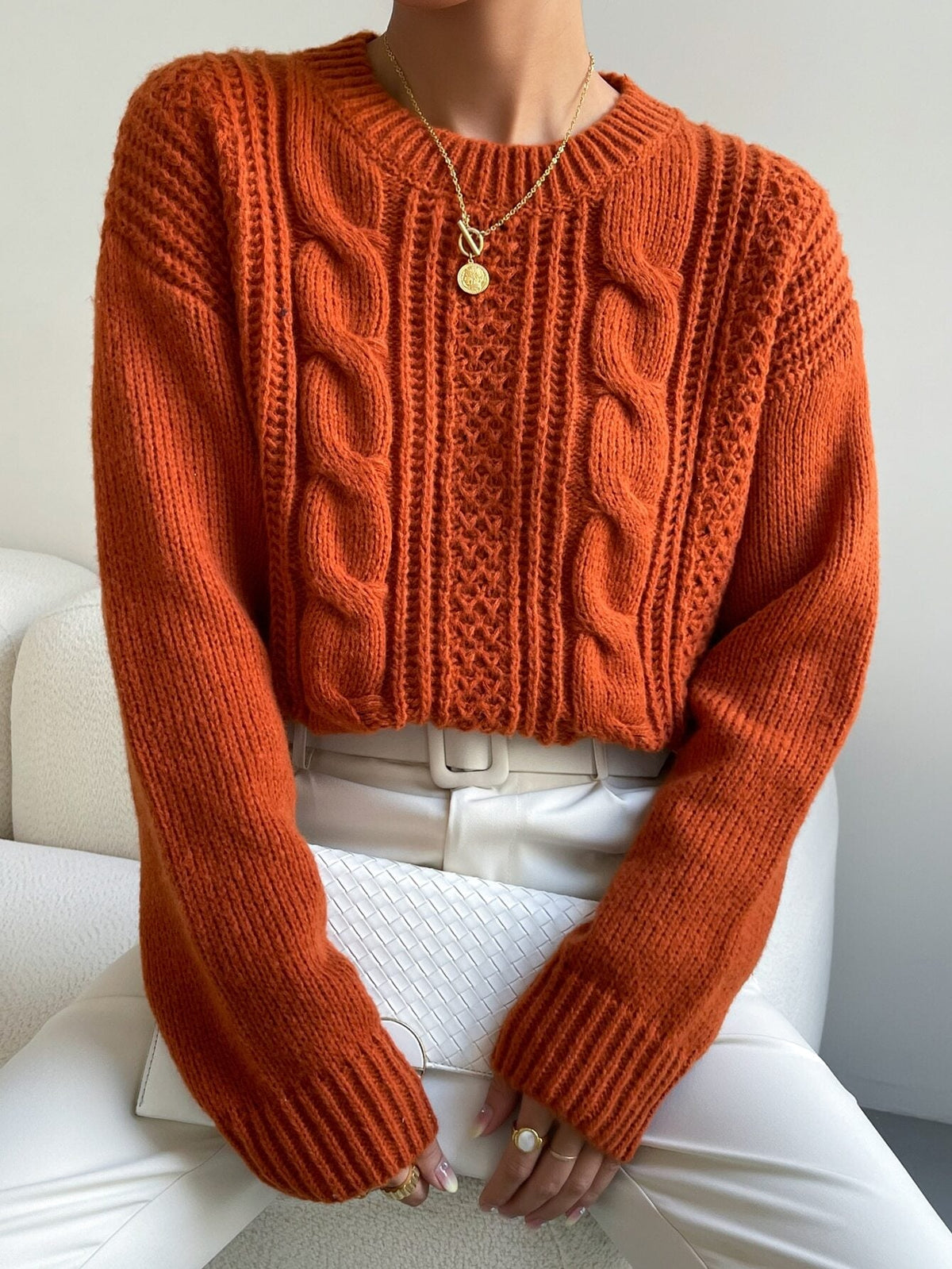 Suéter Feminino Tricot Para Inverno Marrom