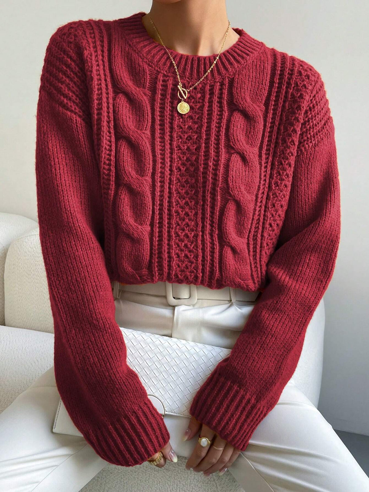Suéter Feminino Tricot Para Inverno Vinho