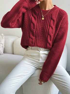 Suéter Feminino Tricot Para Inverno Vinho