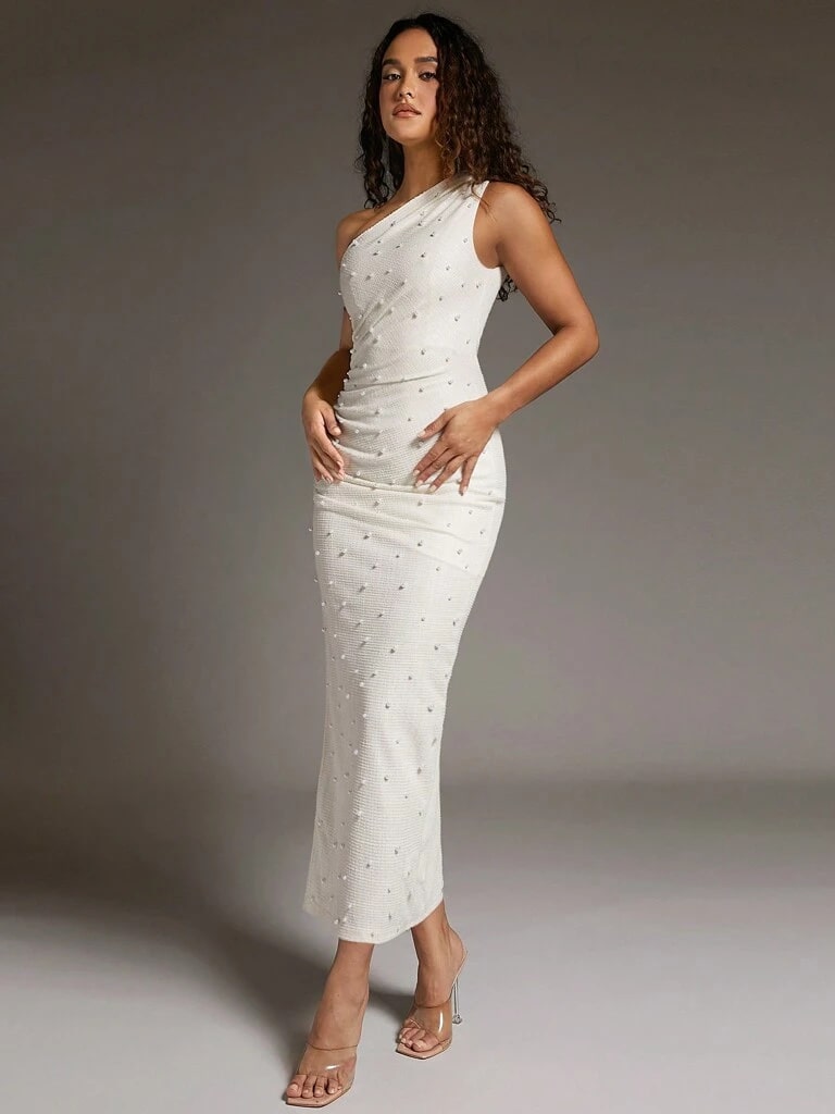 Vestido Branco Midi Com Fenda Lateral Luna