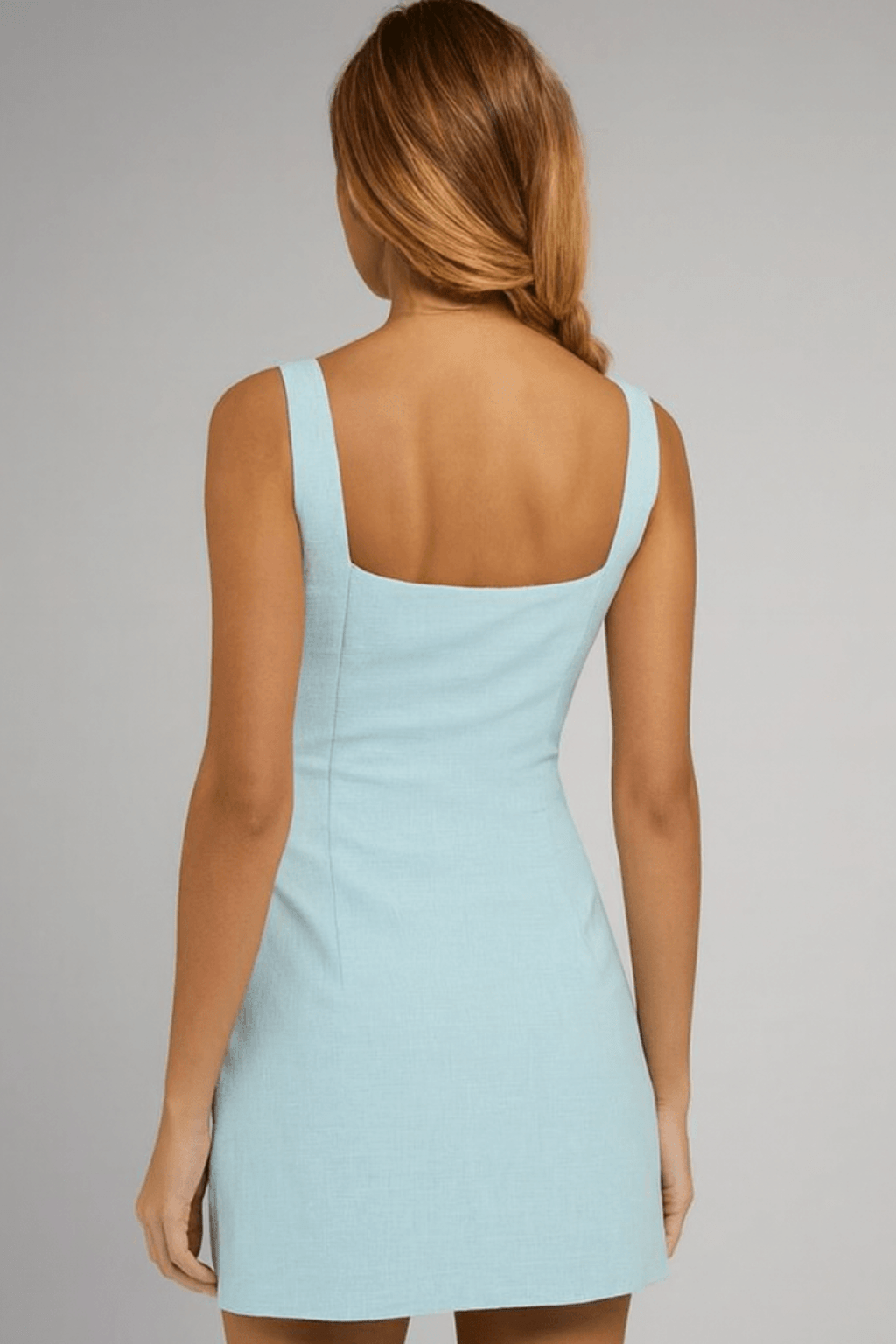 Vestido Curto Com Alças Slim Fit Azul Arielle