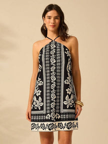 Vestido Curto Multicolorido Preto Vaduz