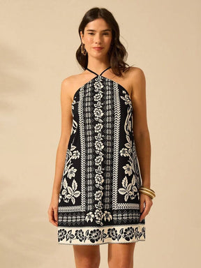 Vestido Curto Multicolorido Preto Vaduz
