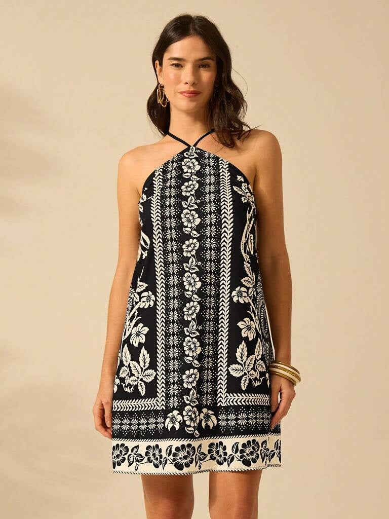 Vestido Curto Multicolorido Preto Vaduz