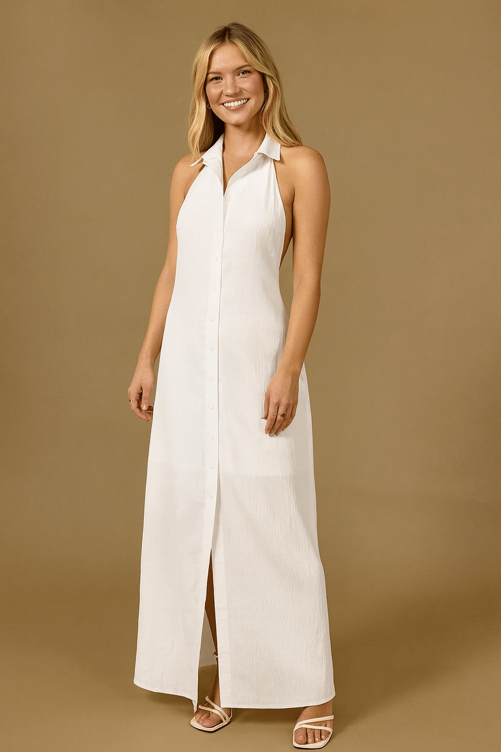 Vestido Longo Decote Frente Única Branco