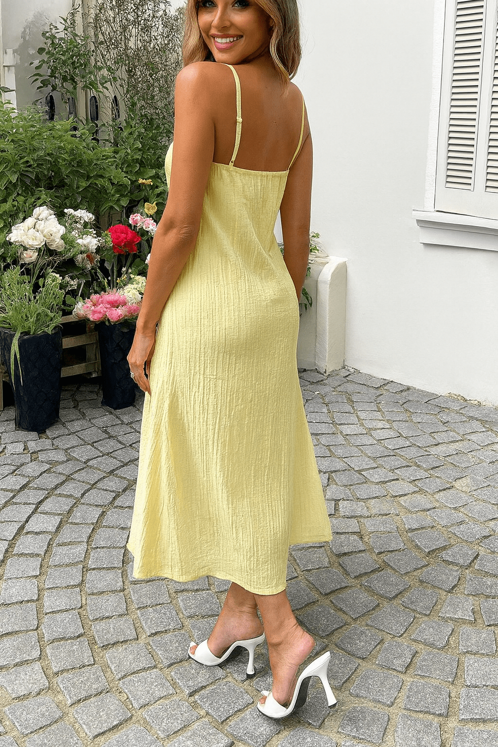Vestido Longo Eloá Floral Amarelo Manteiga