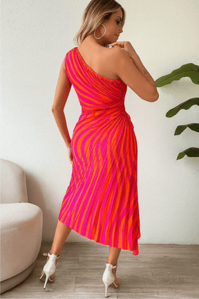 Vestido Longo Laranja e Rosa Marselha