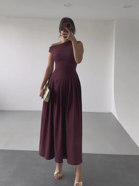 Vestido Longo Manga Curta Cabido Cintura Caroline