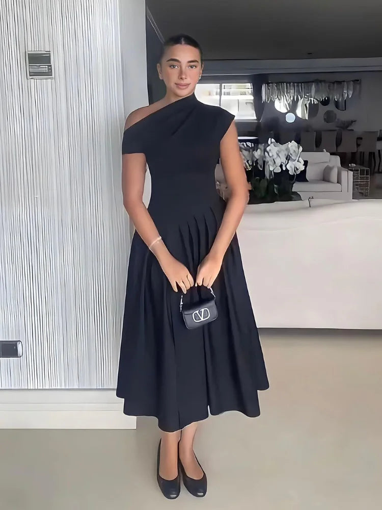 Vestido Longo Manga Curta Cabido Cintura Caroline