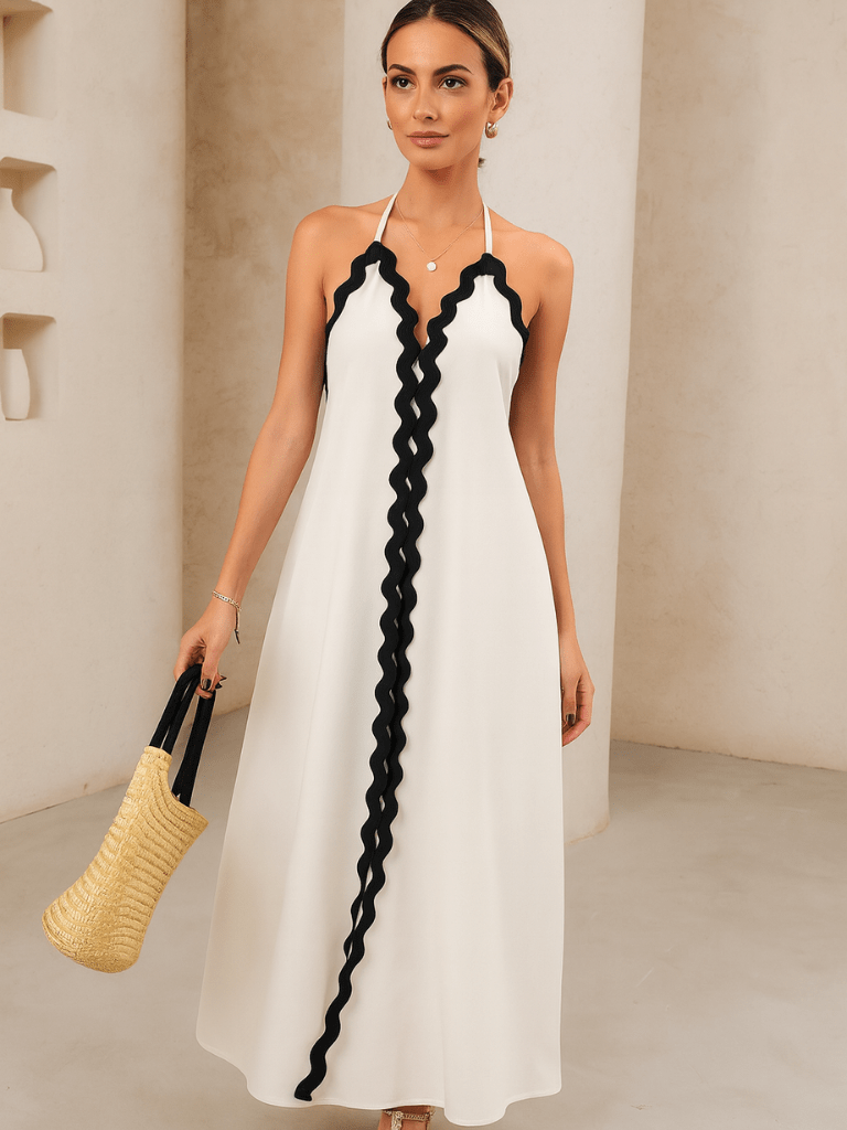 Vestido Longo com Alça e Costas Abertas Bege Eliza