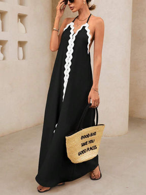 Vestido Longo com Alça e Costas Abertas Preto Eliza