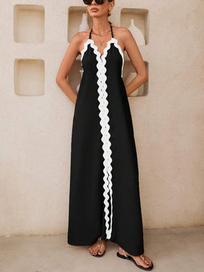 Vestido Longo com Alça e Costas Abertas Preto Eliza