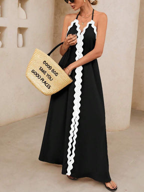 Vestido Longo com Alça e Costas Abertas Preto Eliza