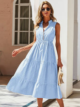 Vestido Midi Listrado Azul Constança