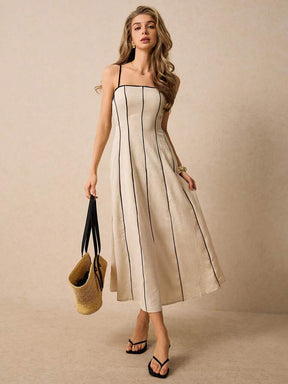 Vestido Midi Listras Contrastantes Amanda