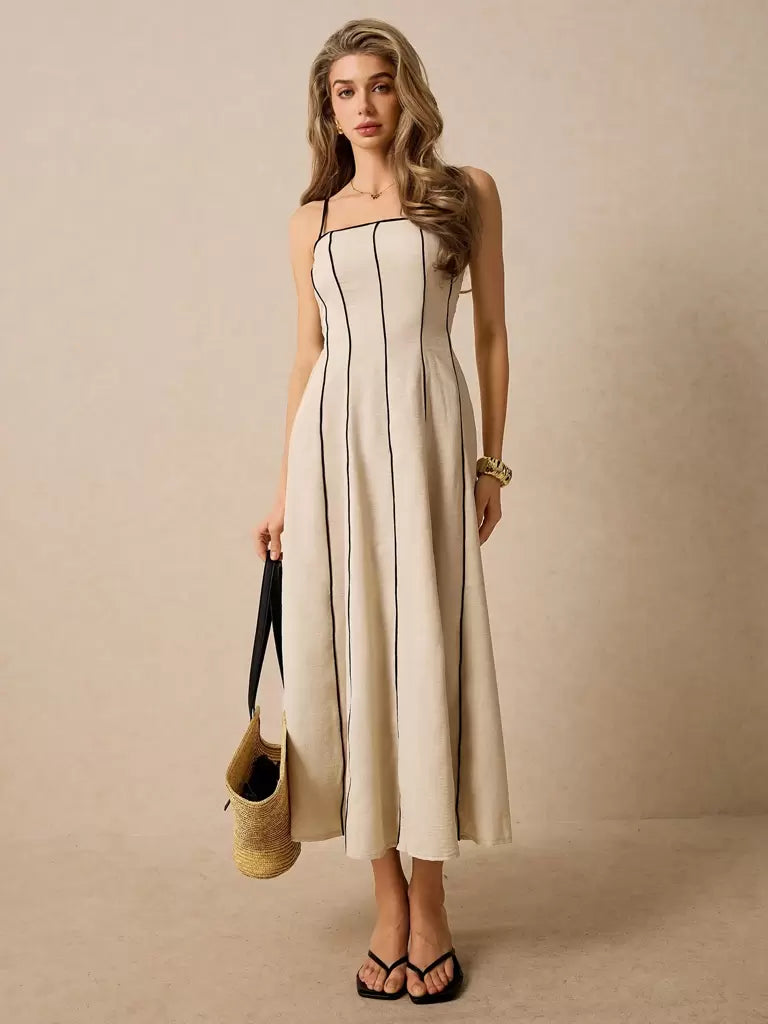 Vestido Midi Listras Contrastantes Amanda
