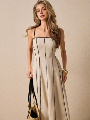 Vestido Midi Listras Contrastantes Amanda