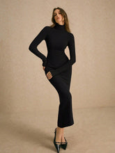 Vestido Midi de Tricô Gola Alta Preto Thalitta