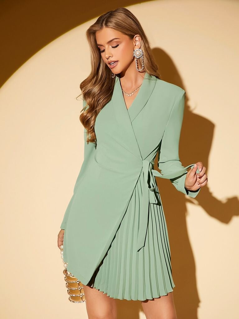 Vestido Verde Modelo Blazer Manga Longa