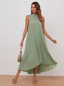 Vestido Verde Plissado Positano