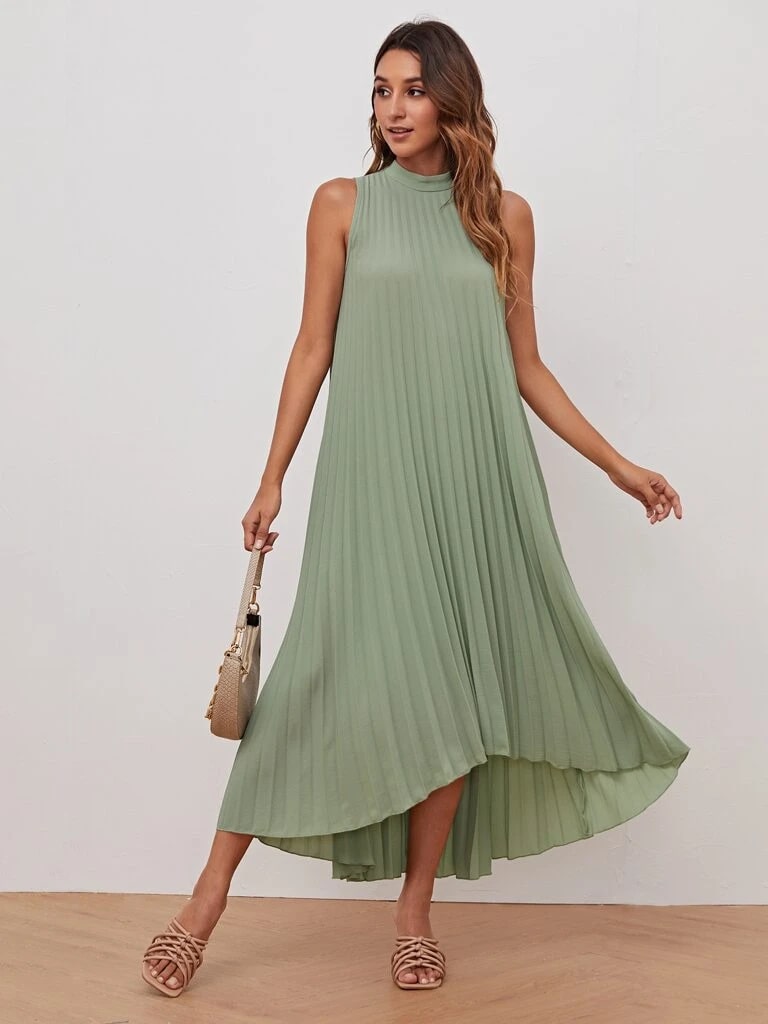 Vestido Verde Plissado Positano
