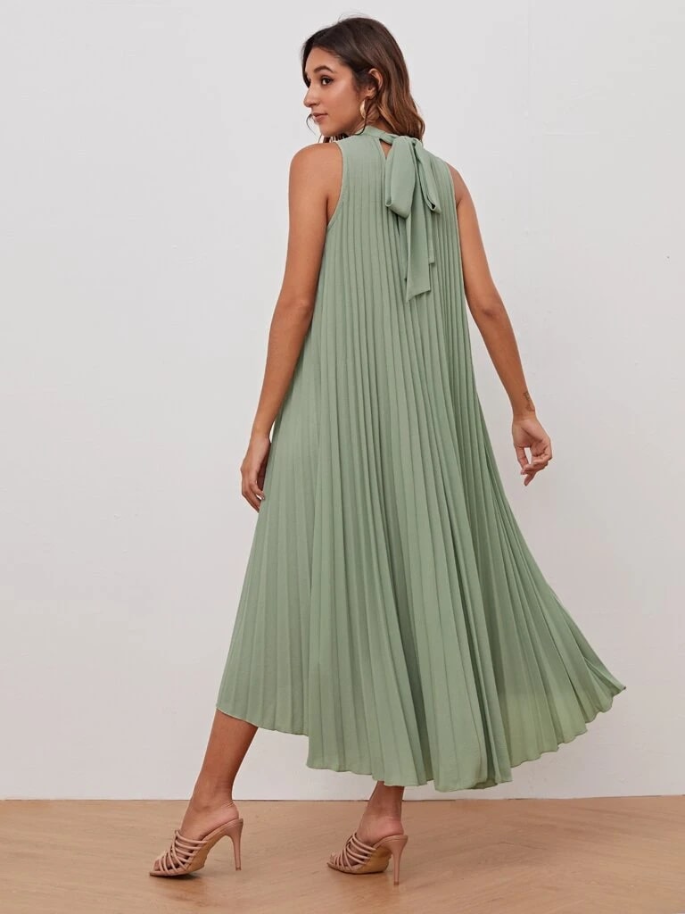 Vestido Verde Plissado Positano